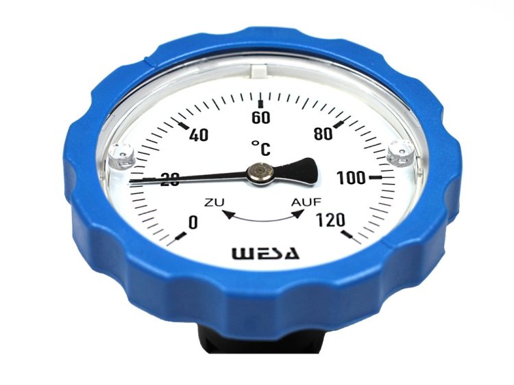Thermometergriff blau für WESA Kugelhähne 2" Bild zum Schließen anklicken