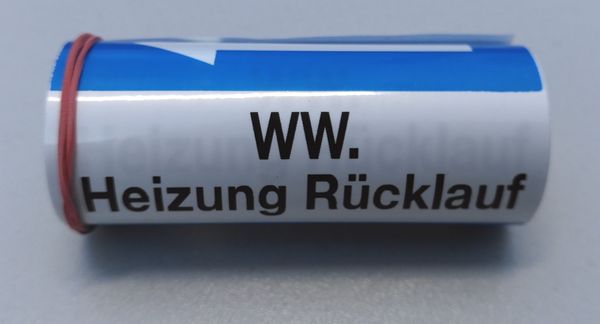 Klebebezeichnungsbänder Farbe blau für WW. Heizung RL Bild zum Schließen anklicken