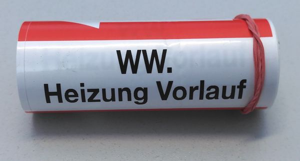 Klebebezeichnungsbänder Farbe rot für WW. Heizung VL Bild zum Schließen anklicken