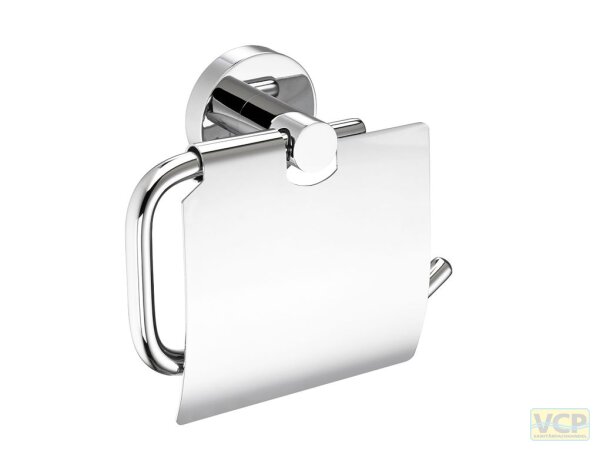 Papierhalter Serie BADIA mit Deckel, Wandbefestigung, in chroml