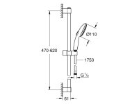 GROHE Brausestangenset Tempesta 110 600mm 3 Strahlarten...