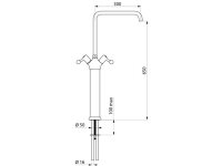 Delabie Zweigriffmischer für Einloch-Standmontage - 100 l/min, Schwenkauslauf D22 L300 H650mm