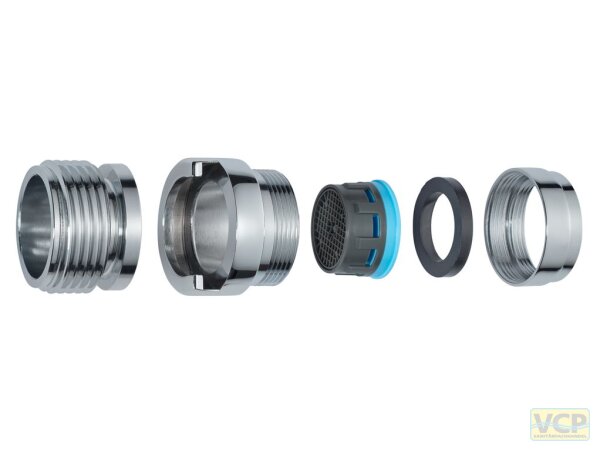Schnellkupplung Adapter mit Strahlregler, 3/4" AG M22/M24, verchromt