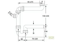 PP-Raumsparsiphon 6/4" DN 40, mit einem Geräteanschluss, weiss,nach DIN EN 274