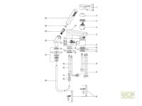 Wannenrand-Einhebelmischer Serie alpha_400 mit Wanneneinlauf 215 mm, automatischer Umstellung, Stabhandbrause mit Antikalk, Brauseschlauch 2000 mm, in chrom
