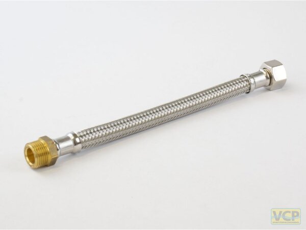 Flexibler Panzerschlauch 1/2"ÜMB x 1/2"ÜMB x 250mm Silikon DVGW Zulassung W 543/270