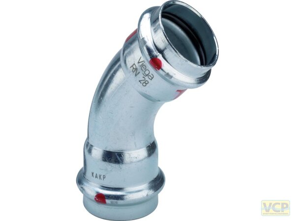 Viega Bogen 45 Grad mit SC Prestabo 1126 in 18mm Stahl verzinkt