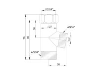 Doppel-Schlauchanschluss T-Form 3/4"