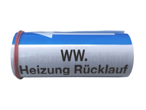 Klebebezeichnungsband WW-Heizung RL Farbe blau DIN2404 -40°C bis +70°C