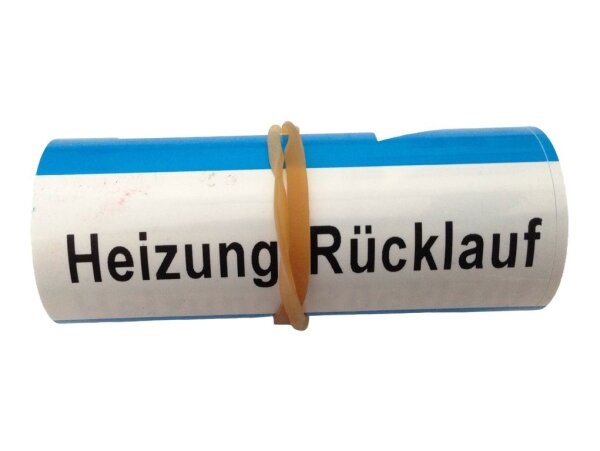 Klebebezeichnungsband Heizung RL Farbe blau DIN2404 -40°C bis +70°C