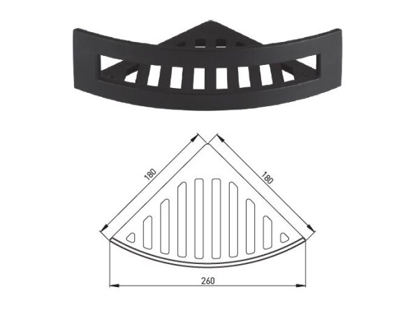 Schwamm- / Seifenkorb Eck matt schwarz geschlossen 260x180 mm